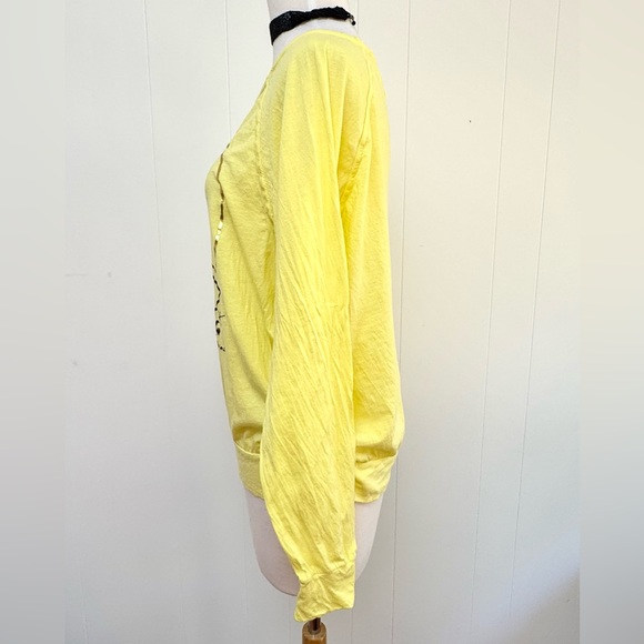 291 Venice Super Soft Love Is The Goal Peace Sign Lemon Yellow Tee Shirt Top M - Picture 3 of 6